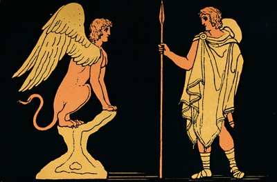 Oedipus en de Sfinx, 1880 door Antique