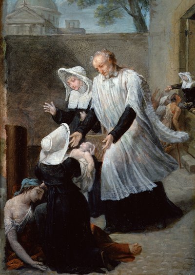 St. Vincent de Paul Helpt de Pestlijders door Antoine Ansiaux