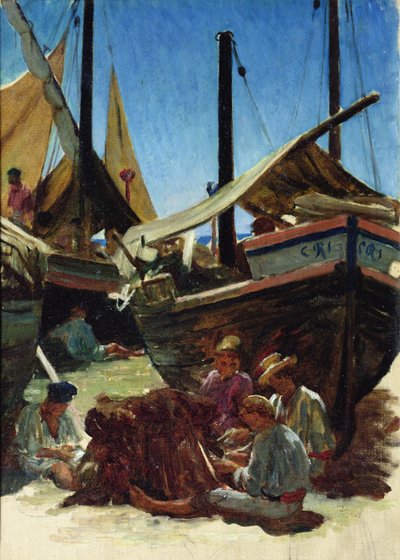 Anzio, de haven door Antoine Auguste Ernest Herbert or Hebert