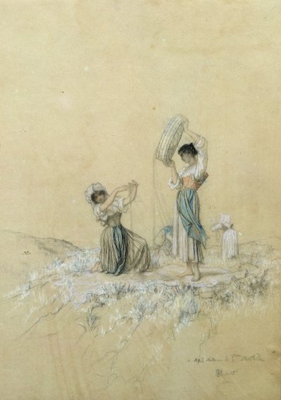 De Winnowers, 1866 door Antoine Auguste Ernest Herbert or Hebert