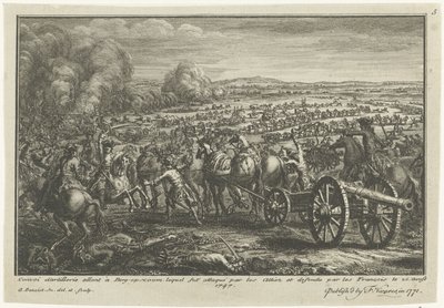 Aanval van Geallieerden op een Franse artillerietransport, 1747 door Antoine Benoist