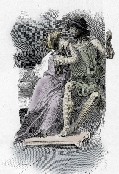 Odyssee van Homerus: Odysseus en Penelope Illustratie door Antoine Calbet (1860-1944) voor 