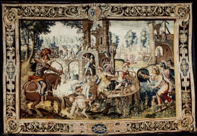 Oefening in de Aanval en Verdediging van een Bastion, ontworpen 1562-1565 (geweven 1611-1627) door Antoine Caron