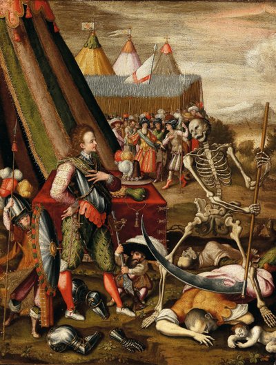 De Dialoog van de Prins met de Dood. Allegorie van de verschrikkingen van de oorlog door Antoine Caron