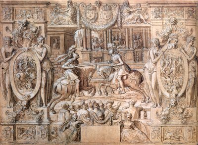 Toernooi ter gelegenheid van het huwelijk van Catherine de Medici (1519-89) en Henri II (1519-59) in 1533 door Antoine Caron