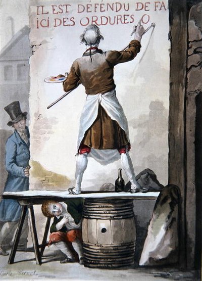 Een uithangbordschilder en zijn assistent door Antoine Charles Horace Vernet