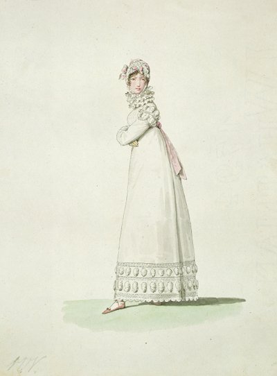 Elegante vrouw in een buitendress, illustratie uit 