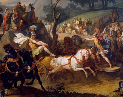 Begrafenisspelen ter ere van Patrocles, detail van Achilles op zijn wagen, c.1790 door Antoine Charles Horace Vernet