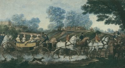 Jachtbijeenkomst, gegraveerd door Philibert Louis Debucourt (1755-1832) begin 19e eeuw door Antoine Charles Horace Vernet