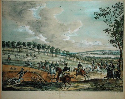 Hertenjacht bij Verrieres, 29 april 1819 door Antoine Charles Horace Vernet