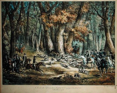 Hertenjacht in het Bos bij Compiegne, 27 april 1818 door Antoine Charles Horace Vernet