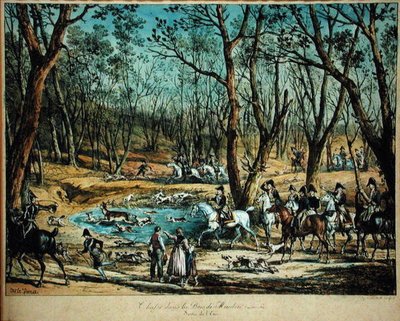 Jacht in de Bossen bij Meudon, 29 maart 1819 door Antoine Charles Horace Vernet