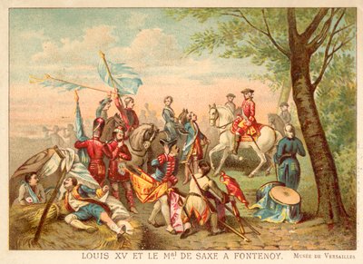 Lodewijk XV van Frankrijk en maarschalk de Saxe bij de Slag bij Fontenoy, 1745 door Antoine Charles Horace Vernet