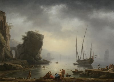 Middellandse Zee Kustscène, 1746 door Antoine Charles Horace Vernet