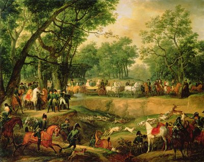 Napoleon op jacht in het Compiegne Bos, 1811 door Antoine Charles Horace Vernet