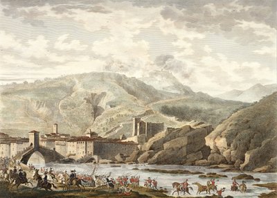 De slag bij Millesimo, 25 Germinal, Jaar 4 (april 1796) gegraveerd door Jean Duplessi-Bertaux (1747-1819) (aquatint) door Antoine Charles Horace Vernet