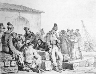 De Gevangenen, gegraveerd door François Seraphin Delpech (1778-1825), eerste helft 19e eeuw door Antoine Charles Horace Vernet