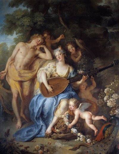 Portret van de Hertogin van Villars (detail) door Antoine Coypel
