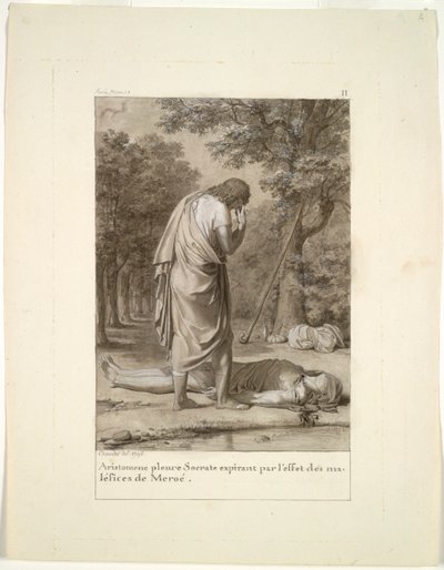 Aristomenes rouwt om de dood van Socrates door de betovering van Meroë (uit Boek 1 van Apuleius, "De Gouden Ezel") door Antoine Denis Chaudet