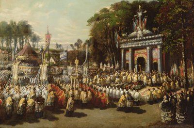 Processie van het Heilig Sacrament, 1855 door Antoine Detrez