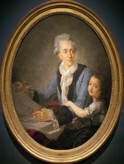 Portret van Claude Nicolas Ledoux (1736-1806), met zijn dochter Adelaide door Antoine François Callet