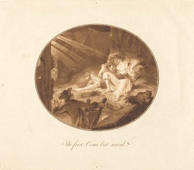 Wie het eerst komt, het eerst maalt door Antoine François Sergent after Augustin de Saint Aubin
