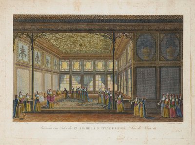 Interieur in het Paleis van prinses Hatice Sultan, halfzus van Sultan Selim III door Antoine Ignace Melling