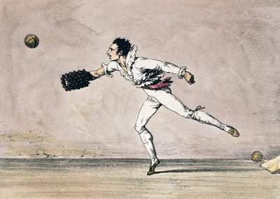 Het balspel, kleur lithografie uit Een jaar in Rome en omgeving door Antoine Jean Baptiste Thomas