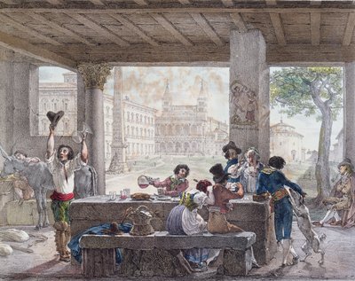 Herberg in Rome, gegraveerd door Francois Alexandre Villain, c.1820-30 door Antoine Jean Baptiste Thomas