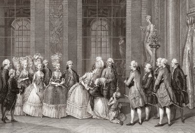 Marie Antoinette bezocht door de familie Bellegarde door Antoine Jean Duclos