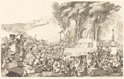 De Fontein van de Regeneratie op de puinhopen van de Bastille, 10 april 1793 door Antoine Jean Duclos after Charles Monnet