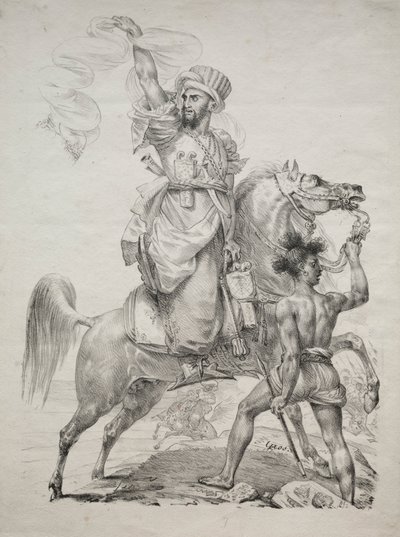 Een Mamelukse Leider te Paard Roept om Hulp, 1817 door Antoine Jean Gros