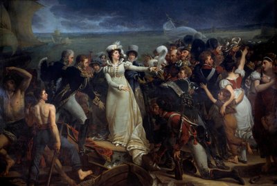 Inscheping van Marie Therese van Frankrijk, Hertogin van Angouleme genaamd Madame Royale, in Pauillac op 2/04/1815 naar Engeland. Schilderij door Antoine Jean Gros. 1818. Bordeaux, Musée des Beaux Arts door Antoine Jean Gros
