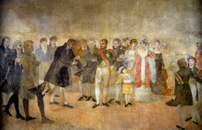 Keizer Napoleon I bezoekt de Salon du Louvre en reikt de kruisen van het Legioen van Eer uit aan kunstenaars 22/10/1808 door Antoine Jean Gros