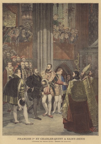 Francis I en Karel V in Saint-Denis door Antoine Jean Gros