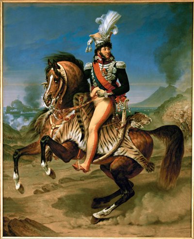 Joachim Murat, koning van Napels, Marechal de France, te paard ... door Antoine Jean Gros