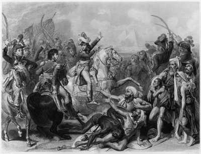Napoleon Bonaparte bij de Slag om de Piramides, gegraveerd door Jean Jacques Frilley (b.1797) door Antoine Jean Gros