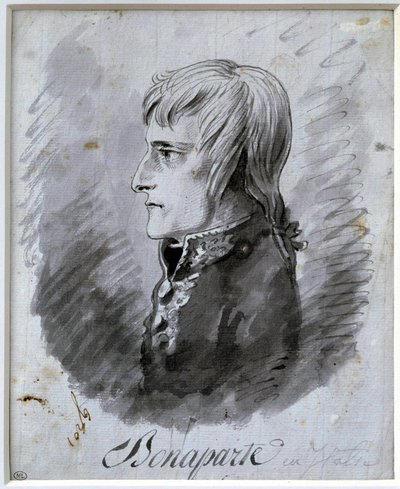 Portret van Napoleon Bonaparte, generaal van het leger van Italië. Tekening in pen en inkt door Antoine-Jean Gros, 19e eeuw. Louvre Museum Parijs door Antoine Jean Gros