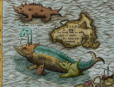 Detail van Een kaart van de zee (Carta marina) door Olaus Magnus (1490-1557) door Antoine Lafrery
