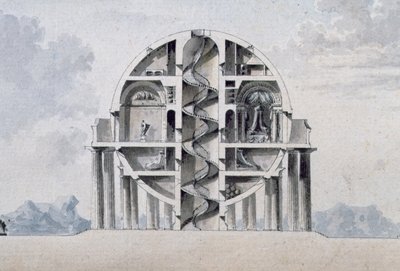 Ontwerp voor een Huis voor een Kosmopoliet, 1783 (detail) door Antoine Laurent Thomas Vaudoyer