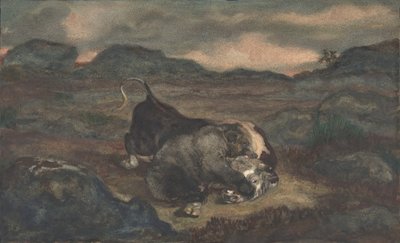 Beer die een stier doodt, 1810-75 door Antoine Louis Barye