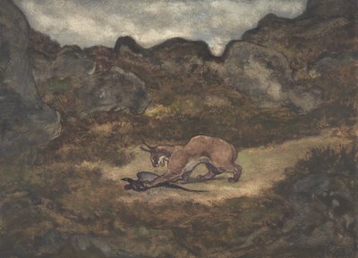 Caracal en Fazant, 1810-75 door Antoine Louis Barye