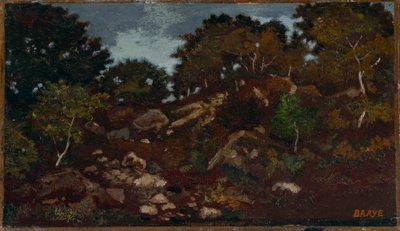 Rotsen in het bos van Fontainebleau door Antoine Louis Barye