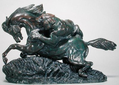 Paard verrast door een tijger door Antoine Louis Barye