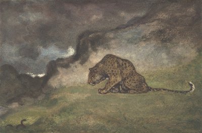 Luipaard die slang bekijkt door Antoine Louis Barye