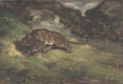 Luipaard en slang, 1810-75 door Antoine Louis Barye
