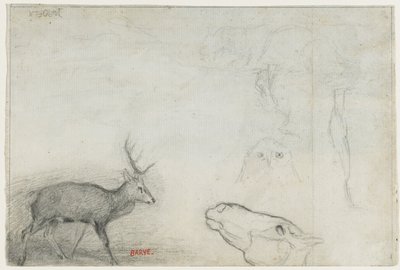 Studies van dieren verso door Antoine Louis Barye
