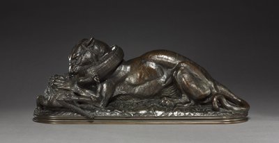 Tijger die een gaviaal verslindt door Antoine Louis Barye