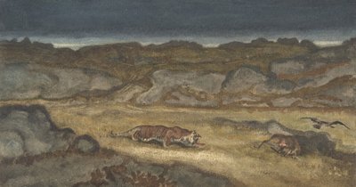 Tijger die op prooi jaagt door Antoine Louis Barye