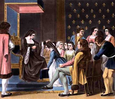 Oprichting van de Orde van Franciscaner Nonnen door Anna van Bretagne, gegraveerd door Jean Baptiste Morret door Antoine Louis Francois (after) Sergent Marceau